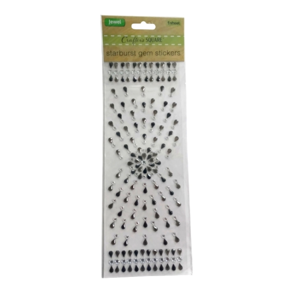 NWT Crafter's Square Starburst Gem Stickers, Black & Silver/Clear